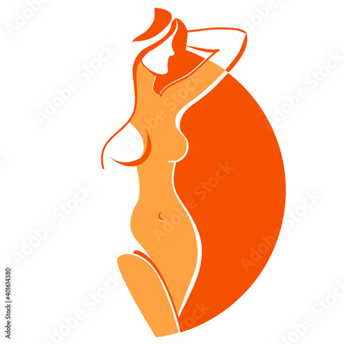 silhouette of standing naked woman with sunrise