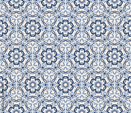 tiles in the shape of hexagons. hand-drawn seamless pattern. vector illustration.