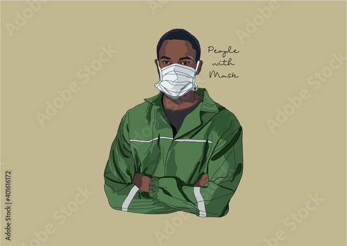 Vector Illustration of People wearing Surgical Mask, Face Mask, Medical Mask