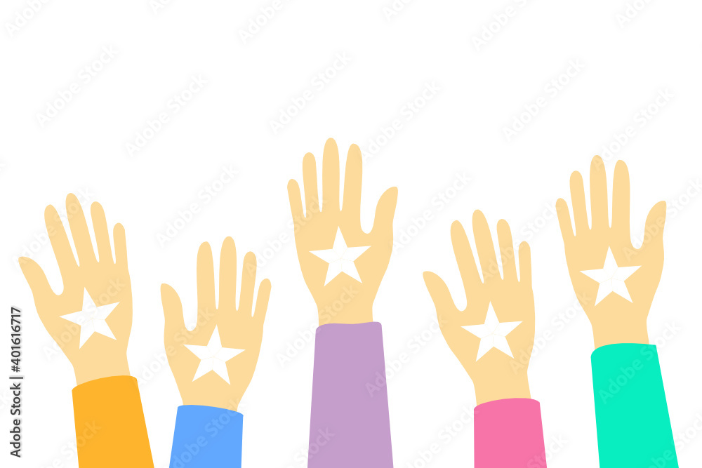 Human hands volunteer with stars isolate on white background. Human hands volunteer with stars isolate on white background.