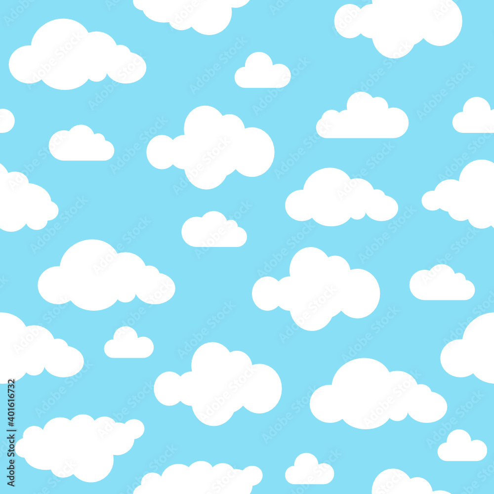 Clouds seamless pattern on blue background. Clouds seamless pattern on blue background.