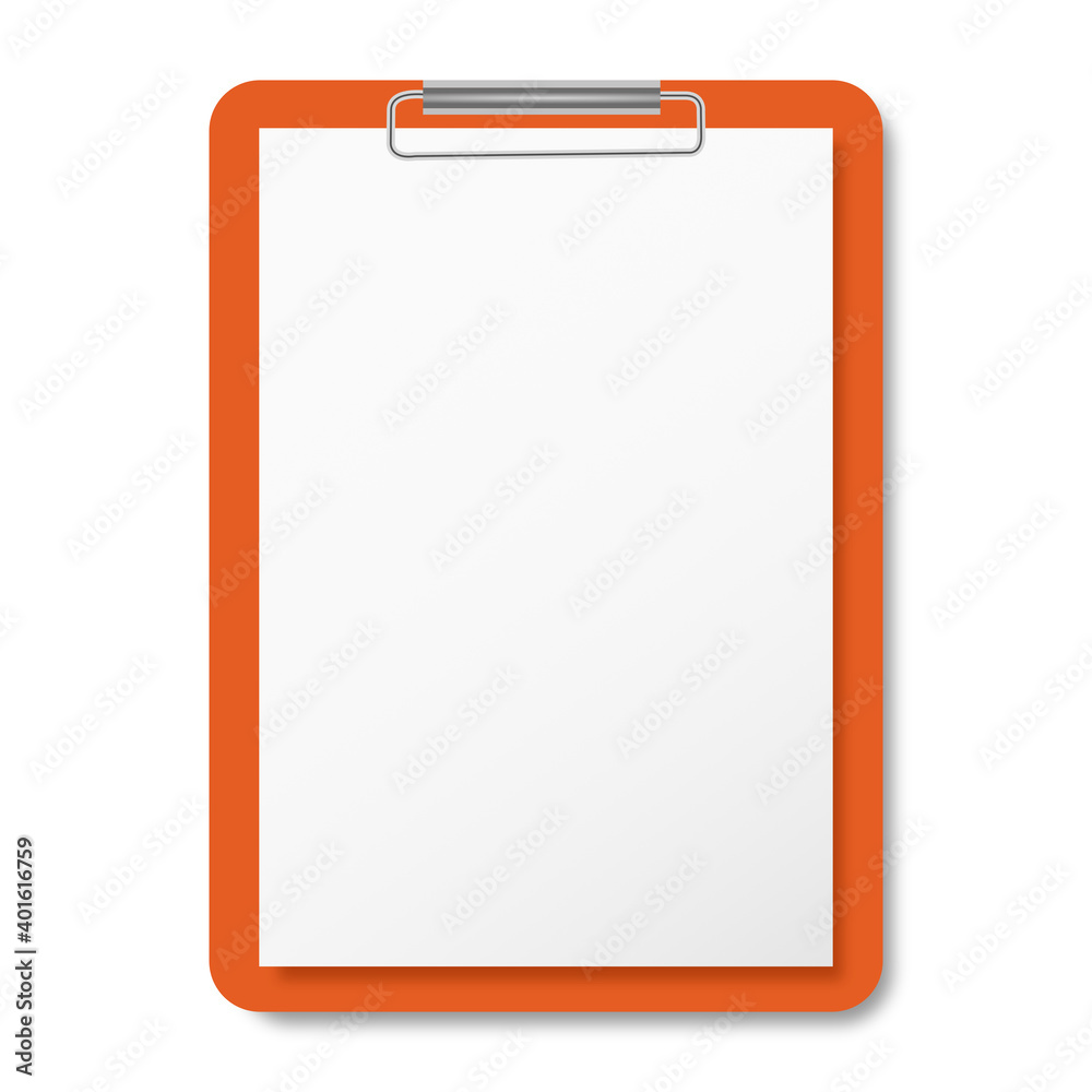 Clipboard with blank white Paper on white background. 3D illustration Clipboard with blank white Paper on white background. 3D illustration