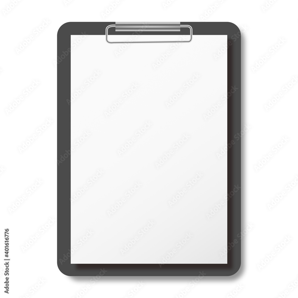 Clipboard with blank white Paper on white background. 3D illustration Clipboard with blank white Paper on white background. 3D illustration