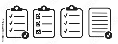 Checklist icon set on white background.