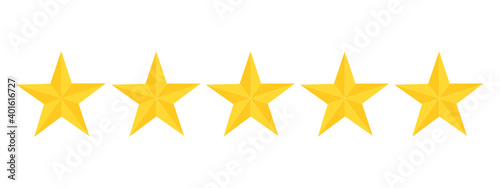 Five stars rating icon on white background.