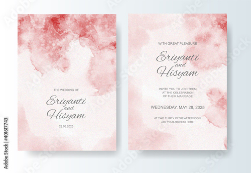 Wedding invitation with abstract splash watercolor