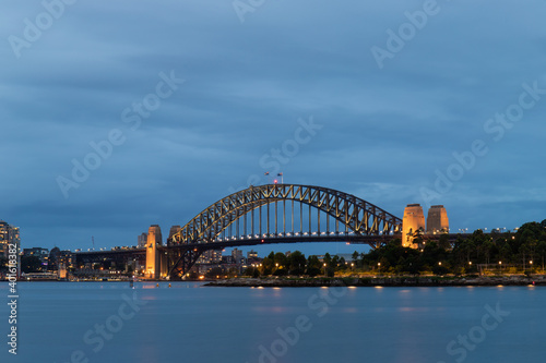 Sydney Harbour Bridge view at cloudy night © AlexandraDaryl