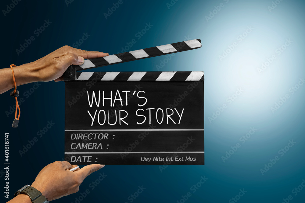 What's your story.Text title on film slate for film maker.storytelling ...