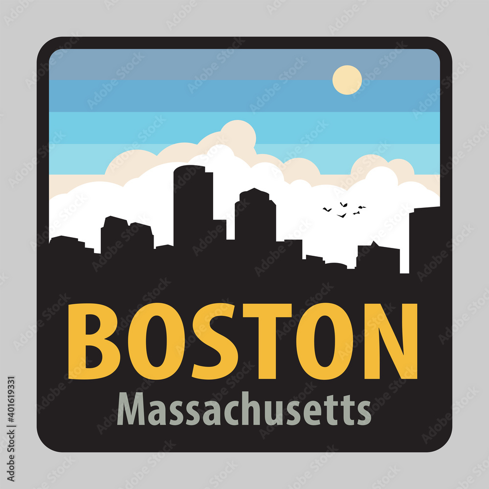 Label or sign with name of Boston, Massachusetts