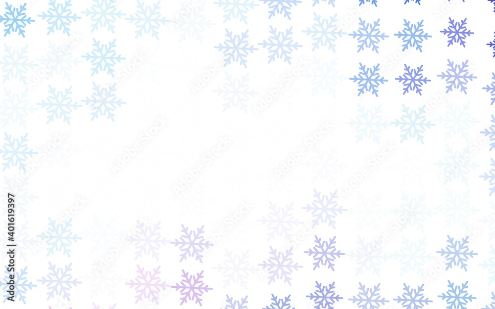 Light Pink, Blue vector background with beautiful snowflakes, stars. Light Pink, Blue vector background with beautiful snowflakes, stars.