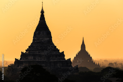 Temples at Bagan  Myanmar at sunrise