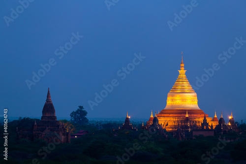 Temples at Bagan, Myanmar at sunset