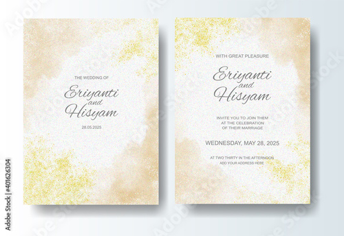 Wedding invitation with abstract splash watercolor © REZI