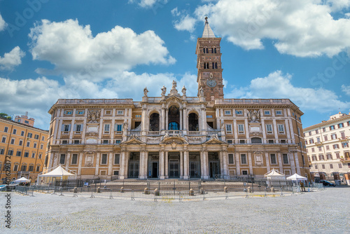 The marvelous facade of the Basilica of Santa Maria Maggiore in Rome, Italy.