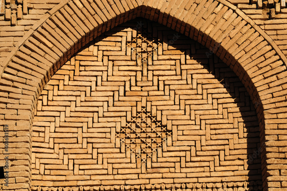 Talhatan Baba Mosque was built in the 12th century during the Great Seljuk period. The brickwork in the mosque is striking. Bayramaly, Turkmenistan. Talhatan Baba Mosque was built in the 12th century during the Great Seljuk period. The brickwork in the mosque is striking. Bayramaly, Turkmenistan.