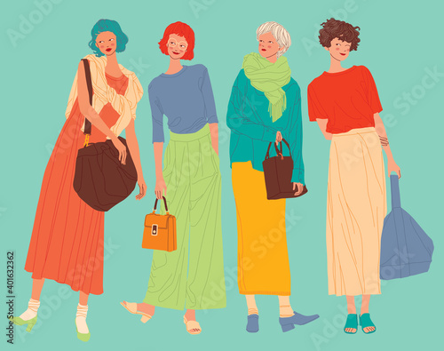Diverse women faces background, women different style, vector illustration