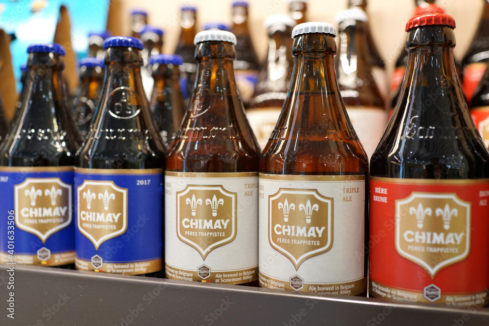 Various brand special handcrafted brew beer on store shelf in Changi ...