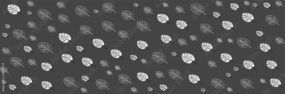 Grey and white pattern leaves background