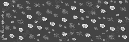 Grey and white pattern leaves background
