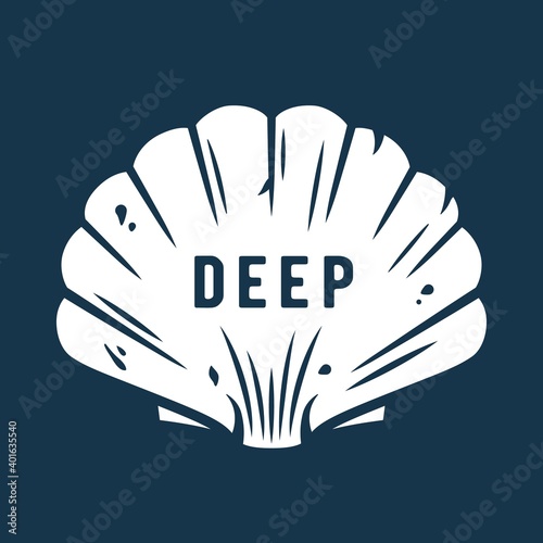 Marine seashell. Nautical deep sea ocean mollusk Outdoor adventure illustration