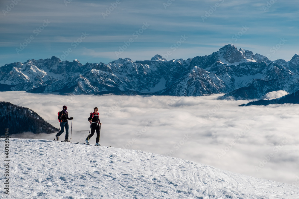 Ski mountaineering in the Julian Alps, Friuli-Venezia Giulia, Italy