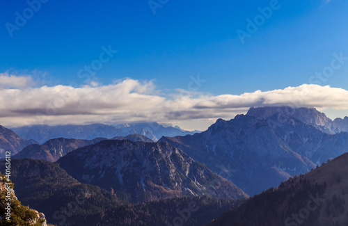 Sunny autumn day at the mount Salinchiet in the italian alps