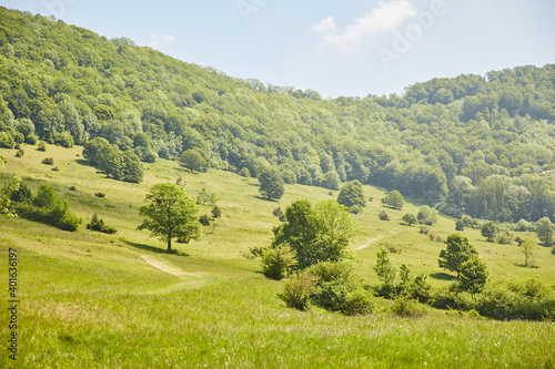 Schwäbische Alb (Swabian Alb) near Stuttgart – Germany, Beautiful View, Hilly, Landscape, green, village, horizon, cloudscape