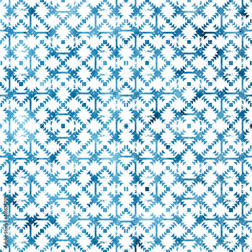 Geometric klim ikat pattern with grunge texture 