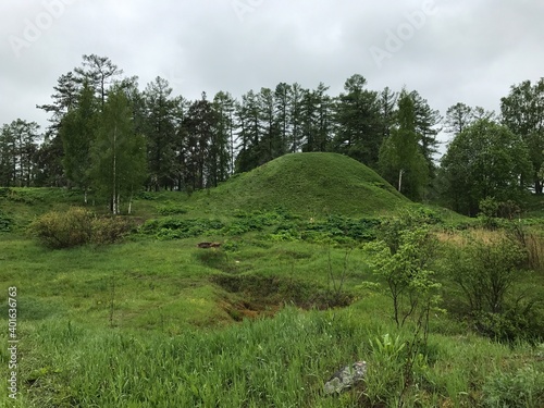 ancient mound old burial on the Luga river