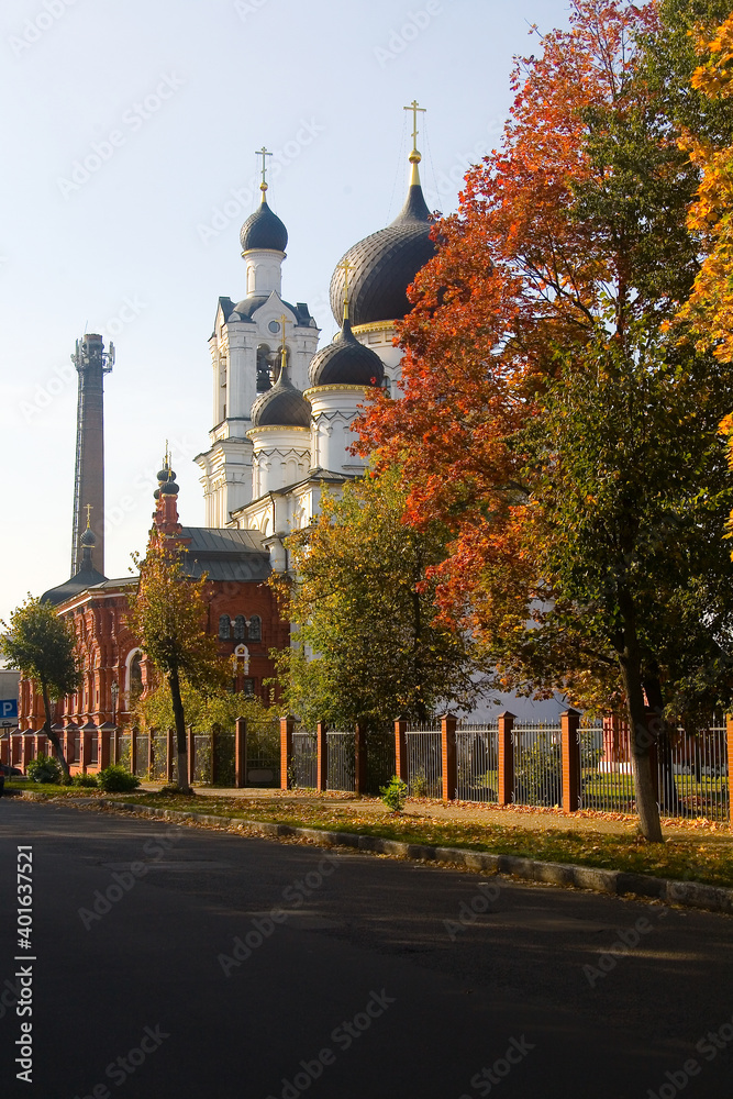 The building of the beautiful Cathedral of the Epiphany in Noginsk.