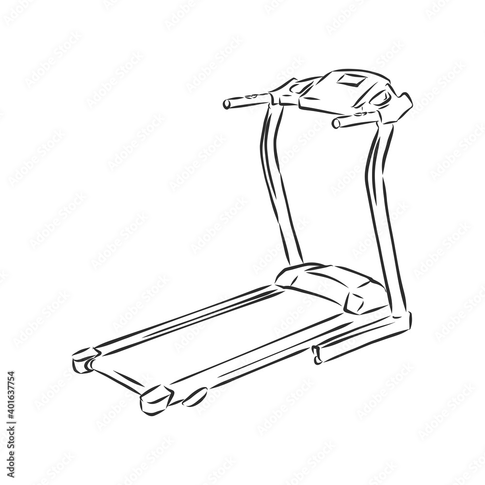 Vector Illustration Drawing Of A Running Machine Fitness And Gym Tools  Vector Design Of Sports Theme Doodle Style Stock Illustration  Download  Image Now  iStock