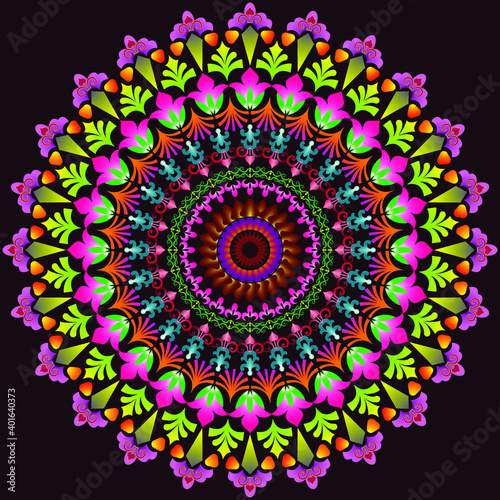 Ethnic mandala with colorful ornament.