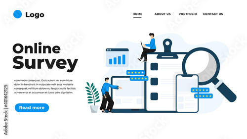 Modern flat design illustration of Online Survey. Can be used for website and mobile website or Landing page. Vector illustration