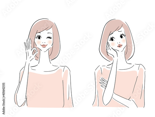 可愛い女性の表情　オッケー　困り顔