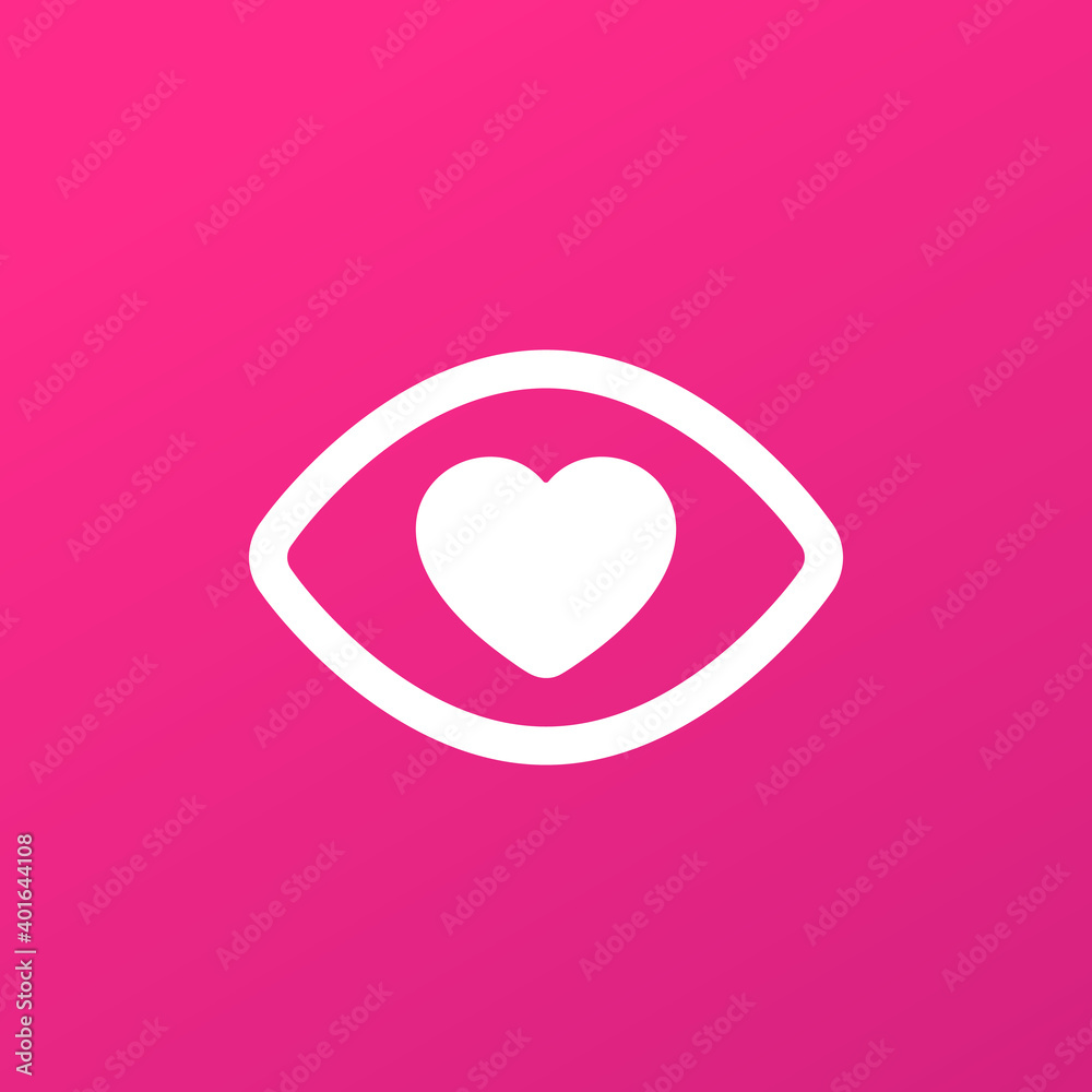 Eye with heart, vector logo icon