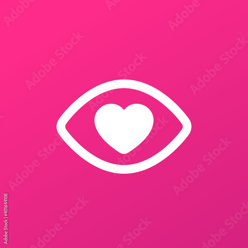 Eye with heart, vector logo icon