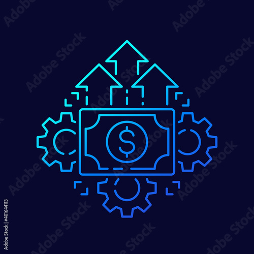 financial growth and efficiency icon, line vector