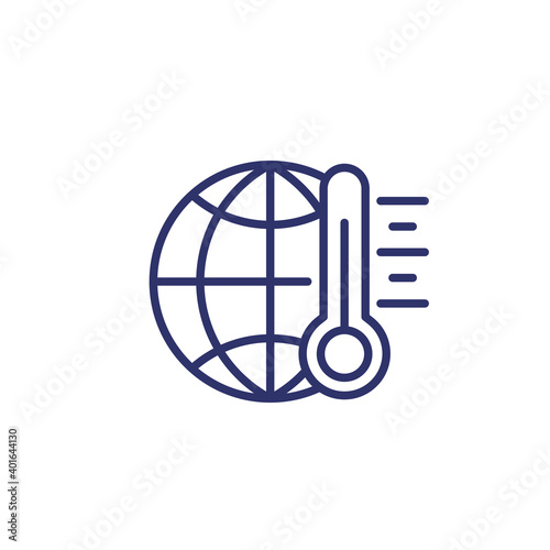 global warming line icon on white