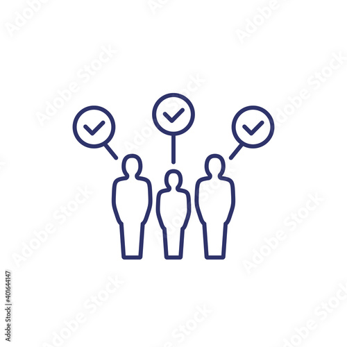 HR, people with check marks line icon on white