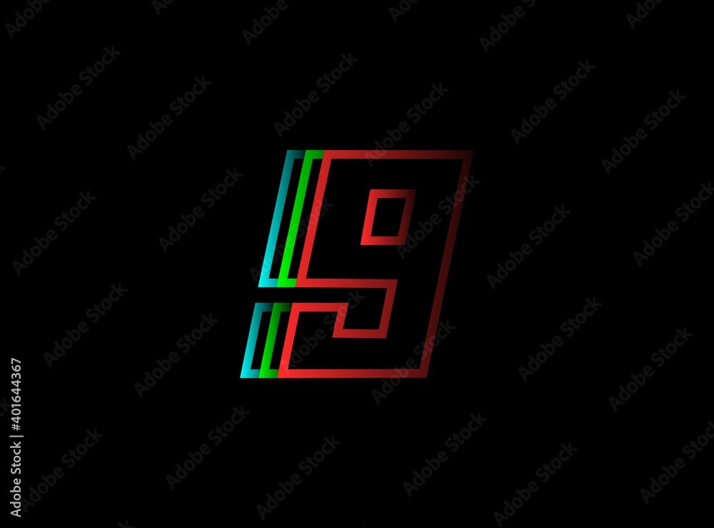 9 number font fast, speed motion logo. Sport style futuristic oblique design for   delivery posters, industrial, racing identify and more