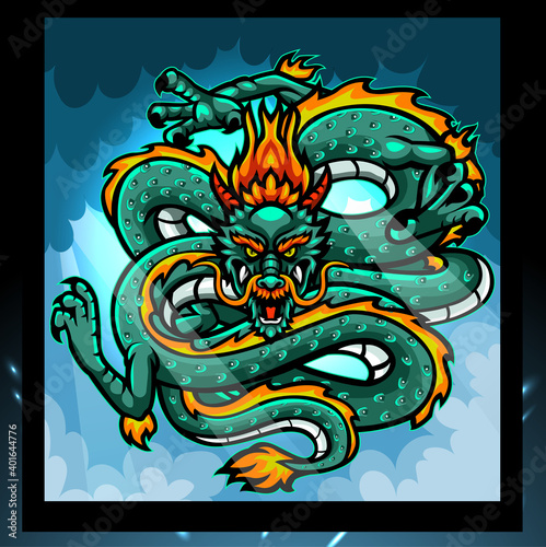 Chinese dragon mascot. esport logo design. 