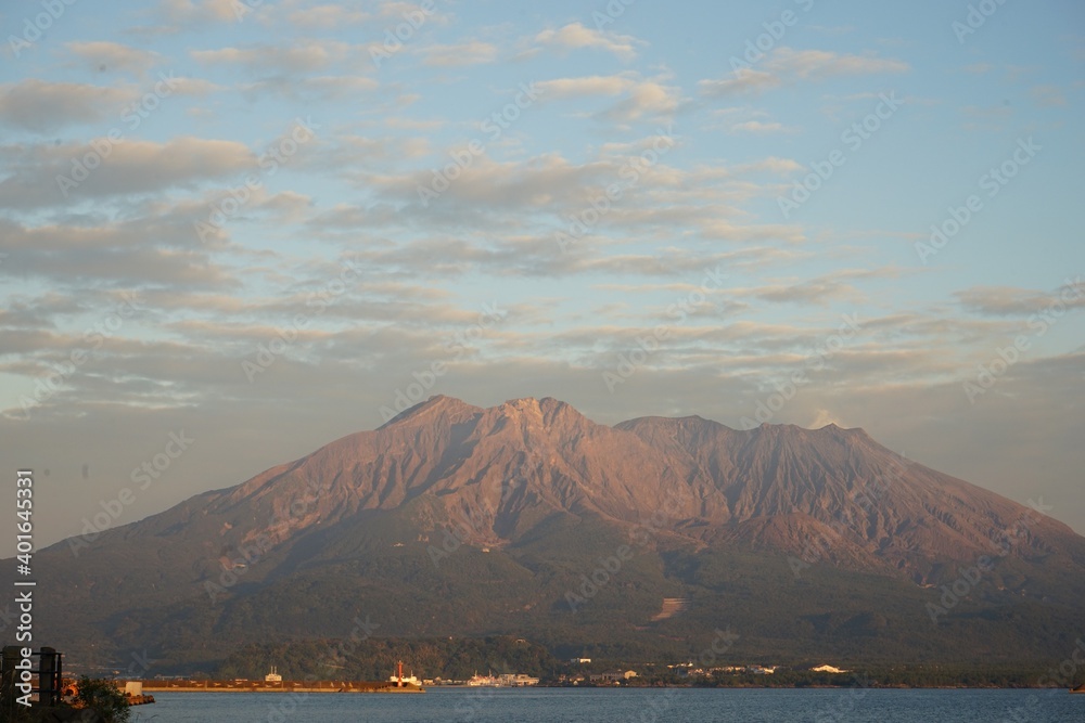 Dusk of Sakurajima volcano in Kagoshima, Japan - 鹿児島県 桜島の夕暮れ Dusk of Sakurajima volcano in Kagoshima, Japan - 鹿児島県 桜島の夕暮れ