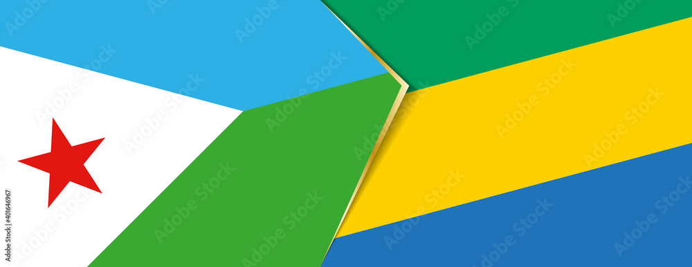 Djibouti and Gabon flags, two vector flags. Djibouti and Gabon flags, two vector flags.