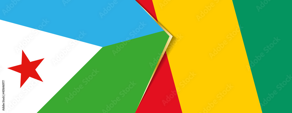 Djibouti and Guinea flags, two vector flags. Djibouti and Guinea flags, two vector flags.