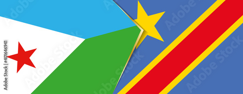 Djibouti and DR Congo flags  two vector flags.