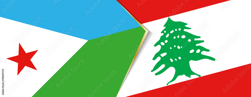 Djibouti and Lebanon flags, two vector flags. Djibouti and Lebanon flags, two vector flags.