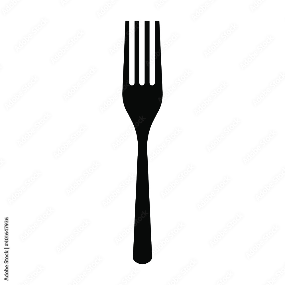 Plate, fork and knife icon in flat style. Food symbol isolated on white background. Bar, cafe, hotel concept