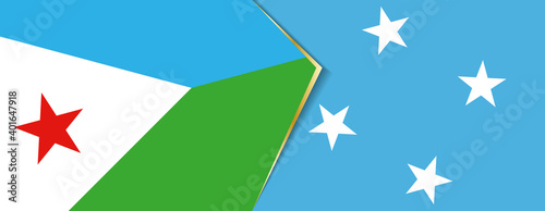 Djibouti and Micronesia flags, two vector flags.