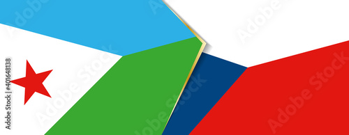 Djibouti and Czech Republic flags, two vector flags.