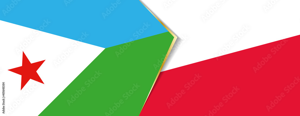 Djibouti and Poland flags, two vector flags. Djibouti and Poland flags, two vector flags.